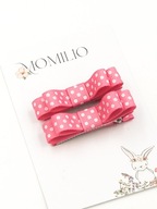 Momilio Spinki do włosów różowe w kropeczki kokardki handmade