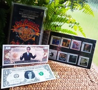 ZNACZKI POST ISLE OF MAN 8 SZT. BEE GEES - ROBIN GIBB + KSIĄŻKA + BANKNOTY