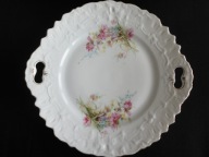 Kwiaty łączka patera, talerz uchwyty pocz. XX w Śląsk 27.5 cm