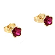 84573 Kolczyki stal chirurgiczna pozłacane 18k FUCHSIA CRYSTAL Swarovski