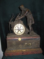 Muzealny Ogromny Zegar Kominkowy - Brąz