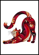 A2 KOLOROWY OBRAZ PLAKAT Z KOTEM, PRZECIĄGAJĄCY SIĘ ZADOWOLONY KOT