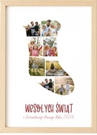 Plakat świąteczny personalizowany – kolaż zdjęć w skarpecie A3/A4 prezent