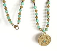 Naszyjnik Handmade Oko Proroka Lunula Hamsa kamień