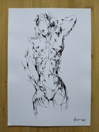 ORYGINALNY RYSUNEK TUSZEM AKT KOBIECY IV