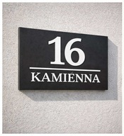 Nowoczesna tabliczka adresowa numer domu + ulica | tworzywo