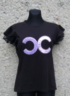 Elegancka czarna bluzka Magnes z aplikacją/cekinyb L/XL