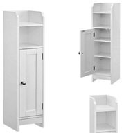 SZAFKA ŁAZIENKOWA STOJĄCA WĄSKA BIAŁY MAT FUNKCJONALNA SŁUPEK 80 CM 4 PÓŁKI