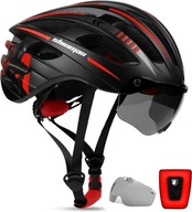 Kask rowerowy z wizjerem + światłem LED UV CE regulacja Shinmax WT-049 M/L
