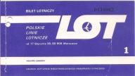 PLL LOT BILET LOTNICZY KRAJOWY -SZCZECIN WARSZAWA -1985 rok