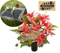 LILIE BUKIET WKŁAD DO WAZONU FLAKONU NA CMENTARZ STROIK KWIATY POMARAŃCZOWY