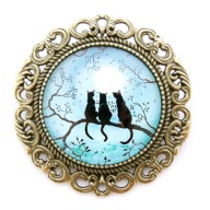 Broszka KOTY z KOTKIEM przypinka biżuteria retro vintage kawaii na prezent