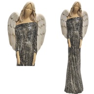 DUŻY CZARNY ANIOŁ W SUKNI Z BROKATEM NA PREZENT ANIOŁEK DEKORACJA UPOMINEK