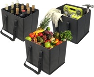 ZESTAW 3PAK TORBY ZAKUPOWE ZAKUPY WIELOKROTNEGO UŻYTKU DUŻA SKŁADANA TORBA