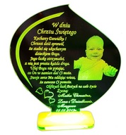 GRAWEROWANA PAMIĄTKA CHRZTU ŚW. LED Z FOTO CHRZEST