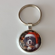 Brelok do kluczy, szkło, swiateczny piesek