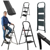 DRABINA SKŁADANA 3 STOPNIOWA DOMOWA ROZKŁADANA METALOWA STALOWA UNIWERSALNA