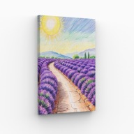 Obraz na Płótnie 40x70cm Droga Pola Lawendy Prowansja Natura Krajobraz