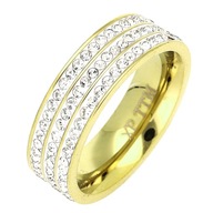 81504 Pierścionek złota stal chirurgiczna rozm.23, US 10, śr. 20mm cyrkonie