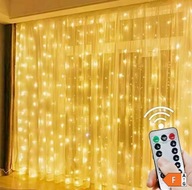 KURTYNA LED ŚWIETLNA 600LED Lampki Choinkowe Sople Zewnętrzne Girlanda 3x3m