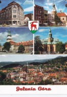 JELENIA GÓRA - PANORAMA - UL. 1 MAJA - KAPLICA - RATUSZ - KOŚCIÓŁ - HERB