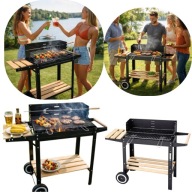 GRILL OGRODOWY DUŻY SMART ROŻEN PÓŁKI na kółkach WĘGLOWY MOCNY STALOWY 5w1