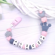 Klips do smoczka z imieniem personalizowany prezent dla dziewczynki, wzory