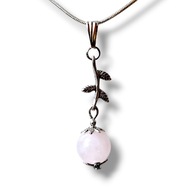 KR02A Wisiorek/zawieszka kamienie KWARC RÓŻOWY GAŁĄZKA