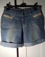 maddison weekend 38 m spodenki dżins szorty niebieskie koronka wanilia