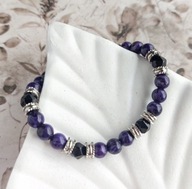 Bransoletka z czaroitem, zapinana, regulowana, na lince, prezent dla mamy