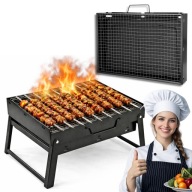 GRILL WĘGLOWY TURYSTYCZNY SKŁADANY PRZENOŚNY MINI MAŁY KEMPINGOWY UCHWYT