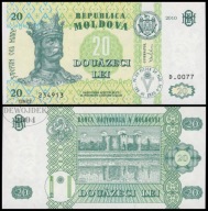 BNB - MOŁDAWIA 20 Lei 2010 # seria D.0077 nr 234913 # P13i # UNC
