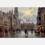 Stare miasto rynek styl gotycki Cortes obraz olejny na płótnie 55x80 salon