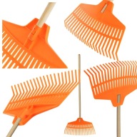 GRABIE DO LIŚCI DO TRAWY PLASTIKOWE MAŁE Z DREWNIANYM TRZONKIEM 21 ZĘBÓW