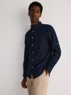 RESERVED PREMIUM koszula męska lniana len granatowa regular fit M