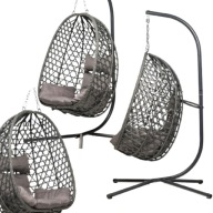 FOTEL HUŚTAWKA WISZĄCA OGRODOWY KOKON JAJO BUJANY ZE STELAŻEM PODUSZKAMI