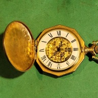 Pozłacany zegarek kieszonkowy 2x kryty MEISTER ANKER -17 kamieni -SWISS