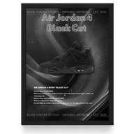 Plakat Air Jordan 4 "Black Cat" /Night Mist/ (Czarna/Biała Ramka)
