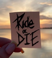 Naklejka na samochód rower RIDE OR DIE Czarna 4,9x3,8cm 2szt