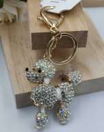 Błyszczący brelok piesek pudel –kryształki zawieszka do kluczy torebki