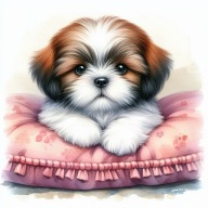 PANEL z nadrukiem na torbę, tkanina wodoodporna 45/45cm shih tzu