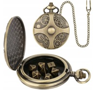 Prezent Zegarek kieszonkowy z kostkami pudełko z łańcuszkiem Kolor złoty