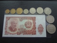 Bułgaria - zestaw monet plus banknot 10 lewa.