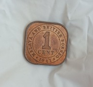 MALAJE I BRYTYJSKIE BORNEO - 1 CENT 1961 - ELŻBIETA II - ładna