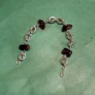 DAMSKA BRANZOLETKA na Reke - Srebro pr,835, z 4x BURSZTYNAMI