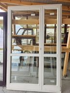 NOWE DRZWI/OKNO Balkonowe Drewniane Sosnowe Dwuskrzydłowe 146x230cm Białe