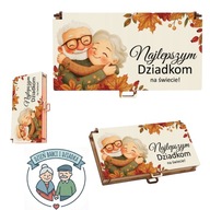 PREZENT DLA BABCI I DZIADKA ELEGANCKI UPOMINEK PUDEŁKO NA CUKIERKI NADRUK