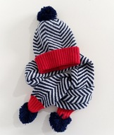 Komplet czapka z szalikiem z pomponami obwód 40-50cm