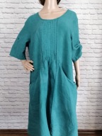 Anna Aura zielona sukienka 100% len r. 48