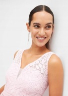 Hit!_NOWA 299zł WYSZCZUPLAJĄCA sukienka łosoś_KORONKA 3D_halka_WESELE_r.48